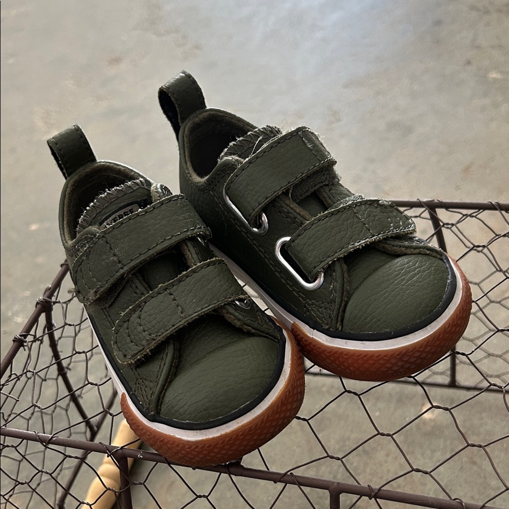 Converse Olive Kids Sneakers with Velcro